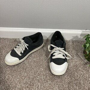 Vintage Converse Sneakers Black Suede White Cap Toe Womens Size US 5.5 One Star